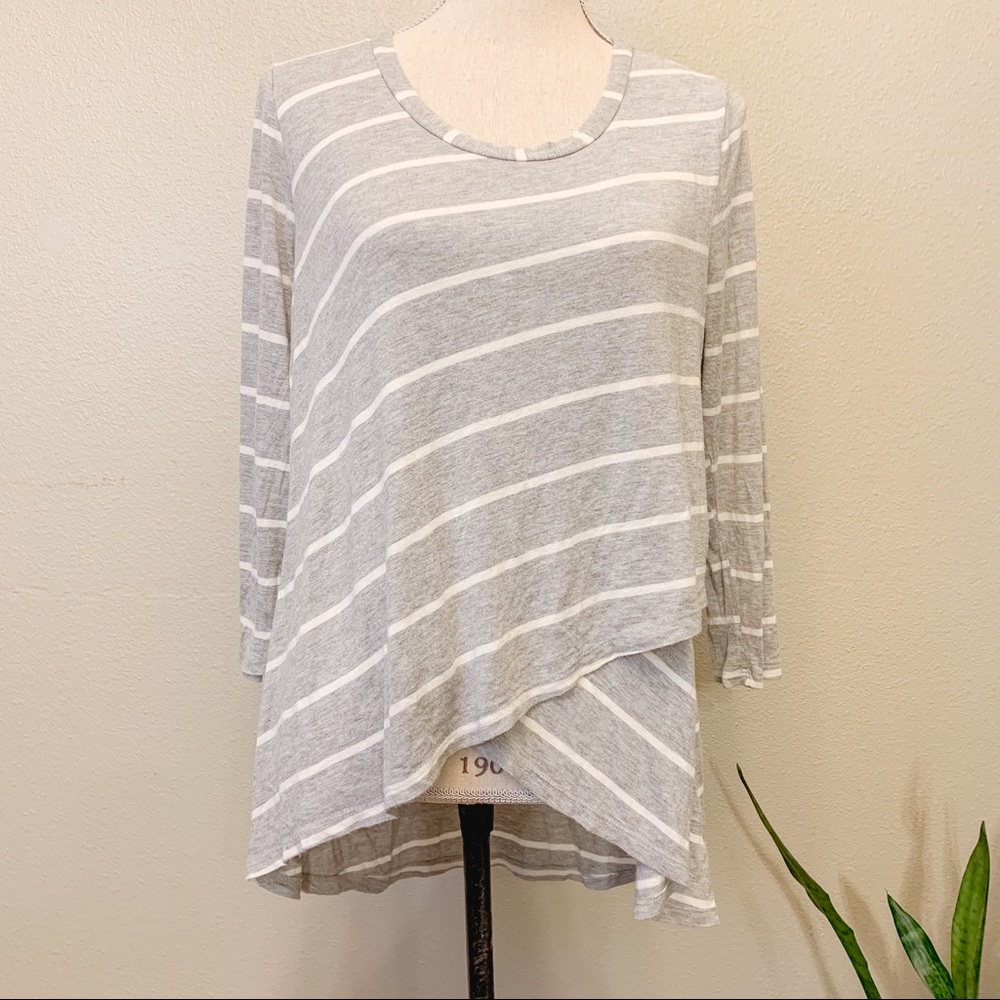 Como Vintage Layered Striped 3/4 Sleeve